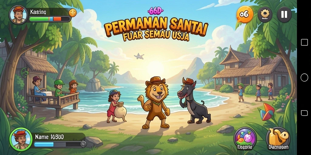 Screenshot utama 66D menampilkan gameplay yang seru dan penuh warna.