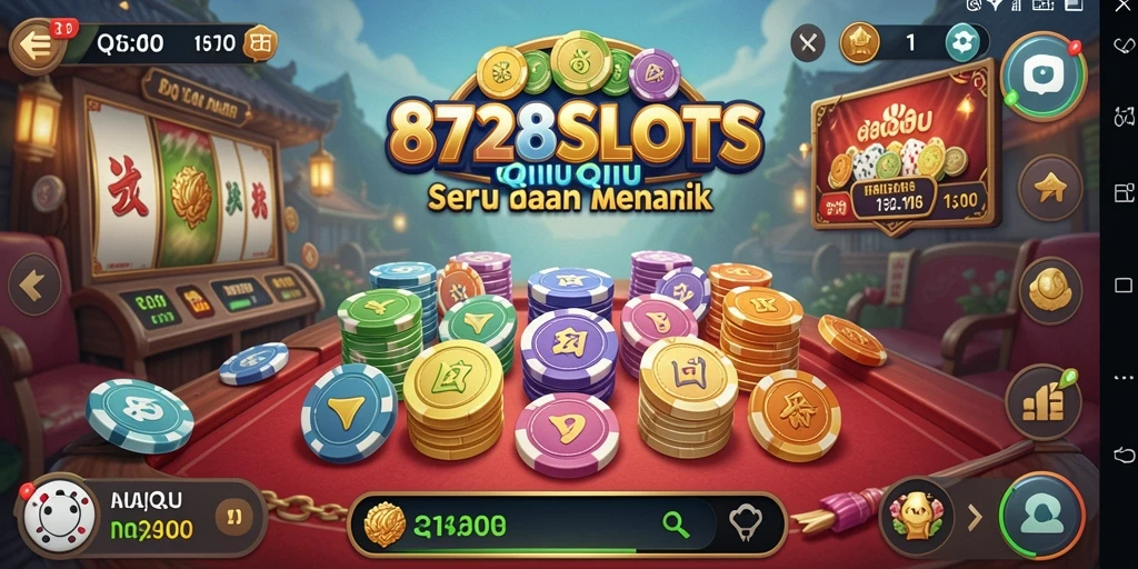 Tampilan gameplay seru 8728SLOTS dengan aksi QiuQiu menegangkan.