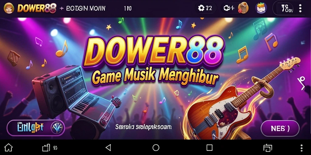 Tampilan gameplay seru dari aplikasi DOWER88 dengan lagu-lagu menarik.