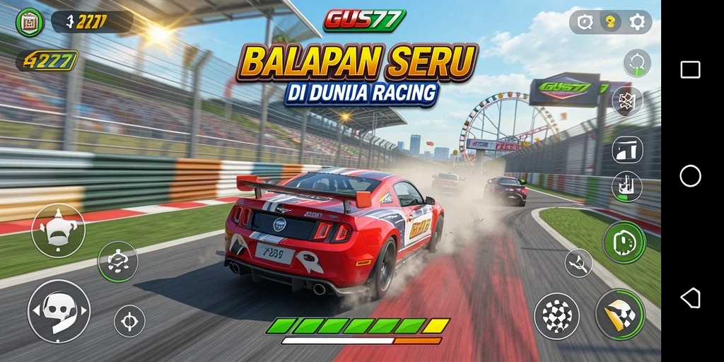 Tampilan menarik dari gameplay GUS77 saat balapan seru.