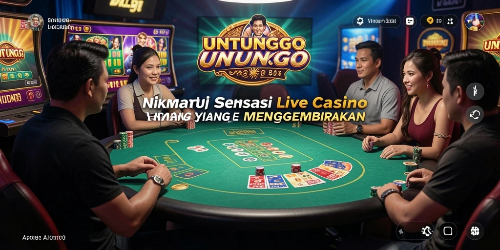 Screenshot gameplay UNTUNGGO menunjukkan keramahtamahan dealer dan suasana permainan.