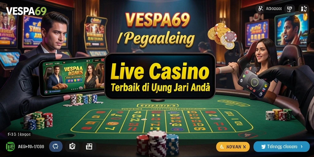 Tampilan gameplay Live Casino VESPA69 dengan dealer profesional dan interaksi real-time.