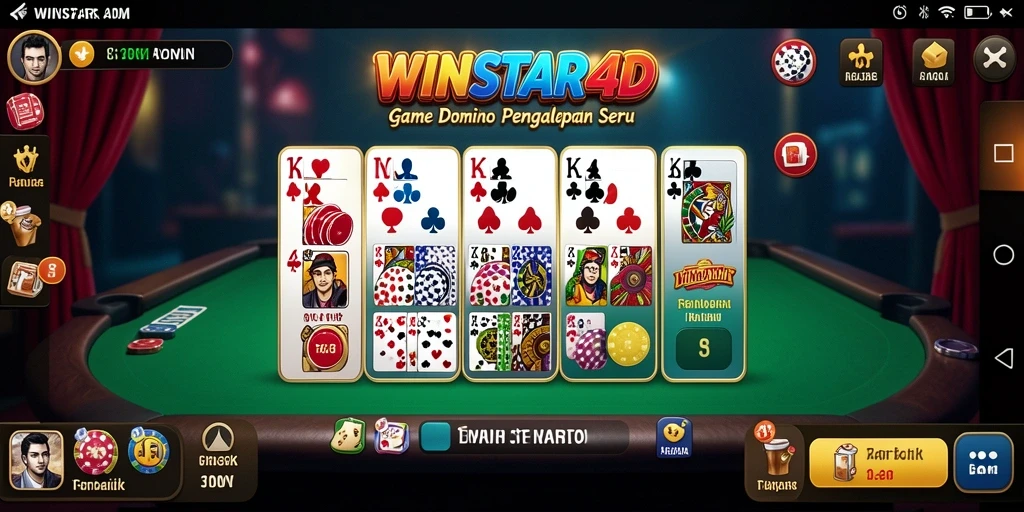 Tangkapan layar utama WINSTAR4D menampilkan gameplay menarik dari permainan Domino.
